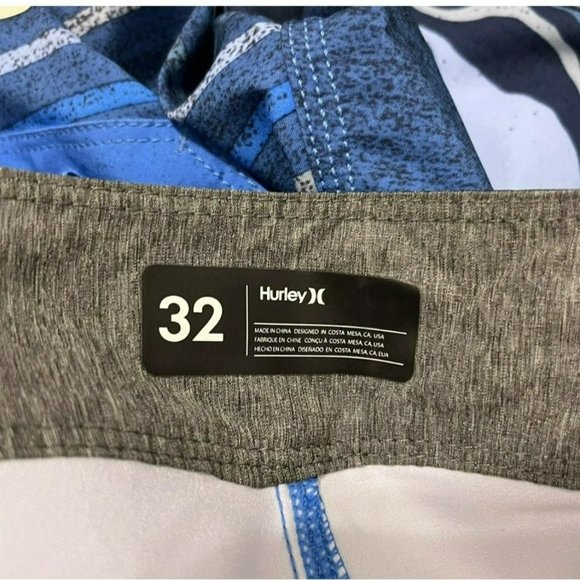 NEW HURLEY BLUE SHORTS 32 MENS PHANTOM VENICE BOARDSHORTS SWIM TRUNK STRIPES NWT - Picture 7 of 10